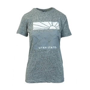 utah state mountain sunrise tshirt marled gray